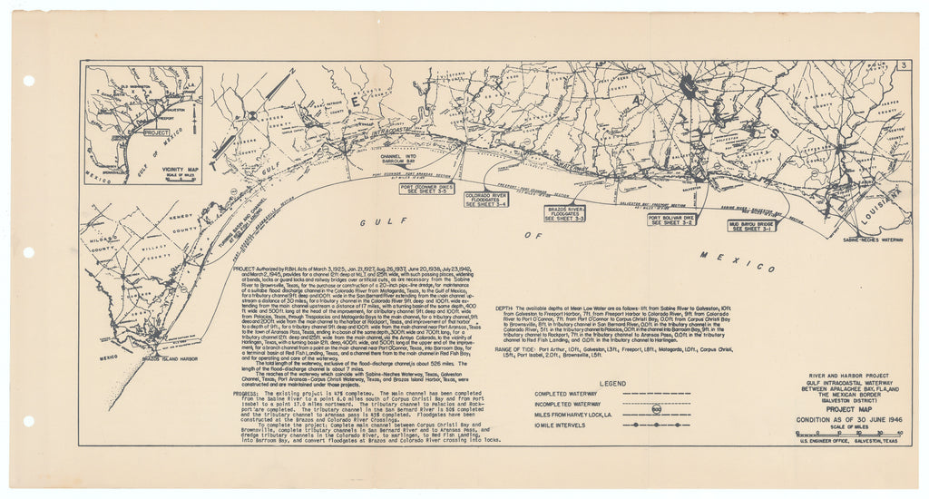 Gulf Intracoastal Waterway Between Apalachee Bay, Florida and The Mexican Border (Galveston District) Project Map: U.S. Engineer Office, 1946