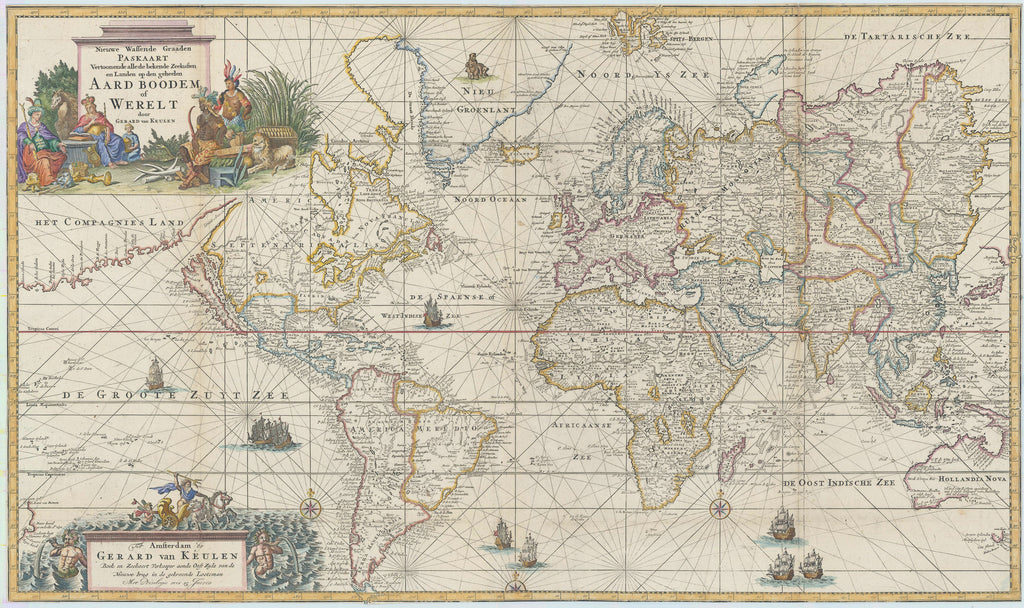 Nieuwe Wassende Graaden Paskaart Vertoonende...: Van Keulen, 1728
