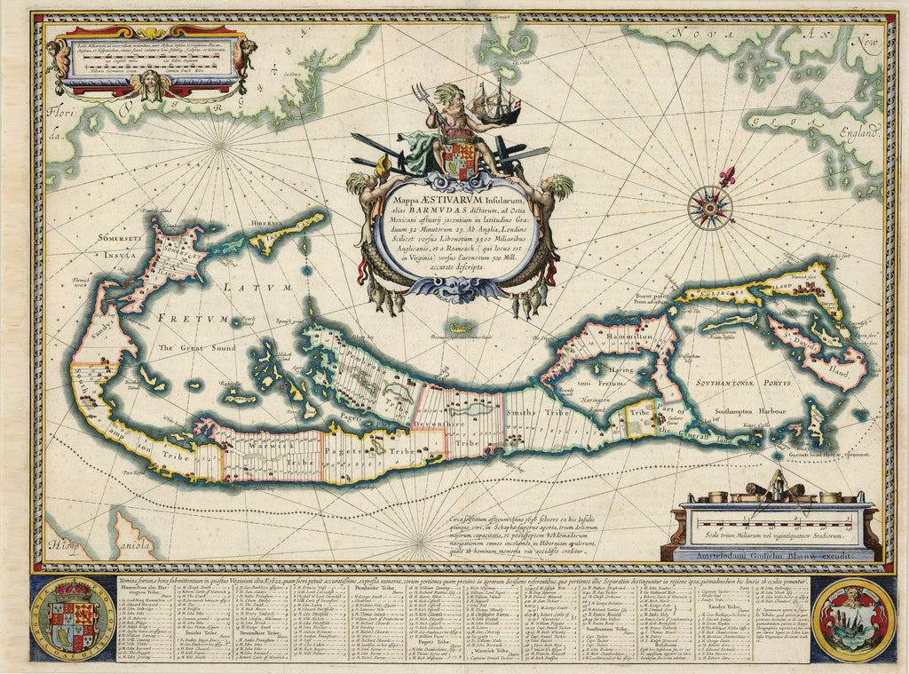 Old map of the island of Bermuda