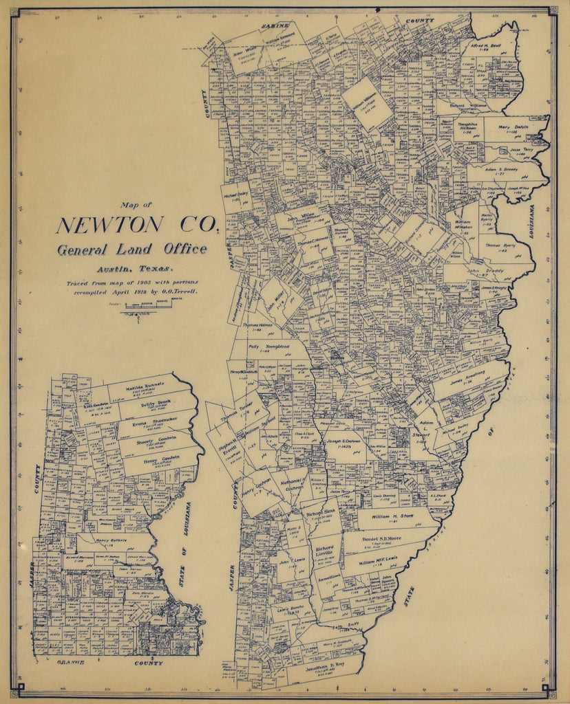 Newton County, Texas: General Land Office (O.O. Terrell) 1918