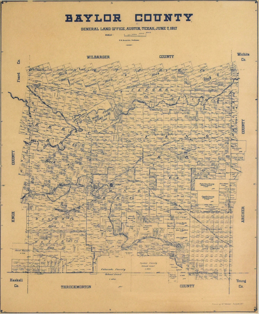 Old map of Baylor County, TX