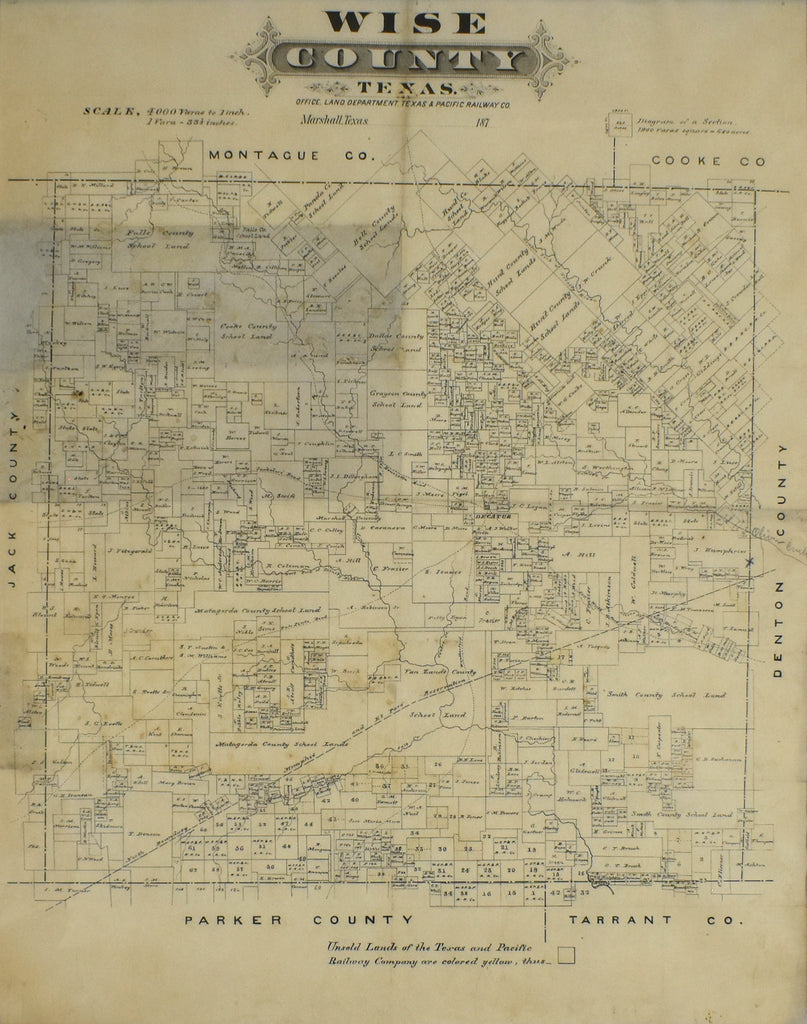 Wise County, Texas: Texas and Pacific Railway Co. 1870