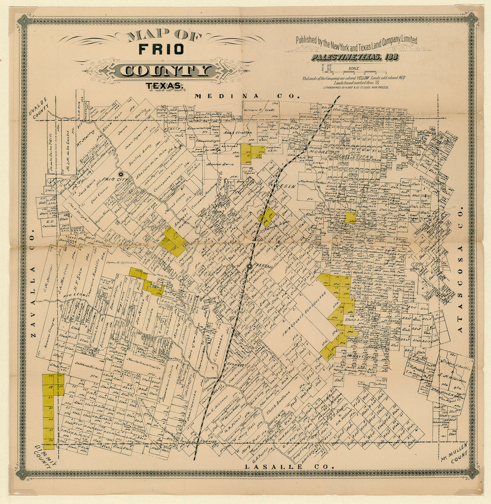 Old map of Frio County, Texas