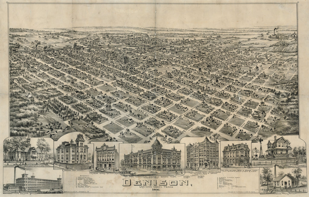 Old map of Denison, Texas