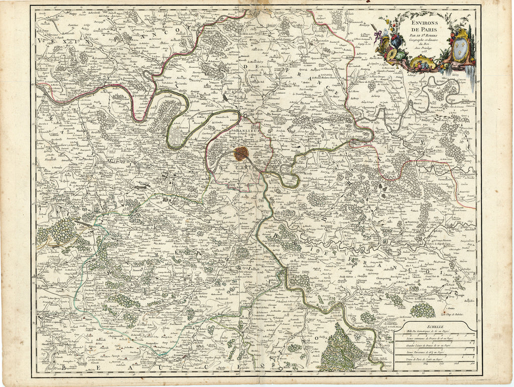 Old map of Paris, France