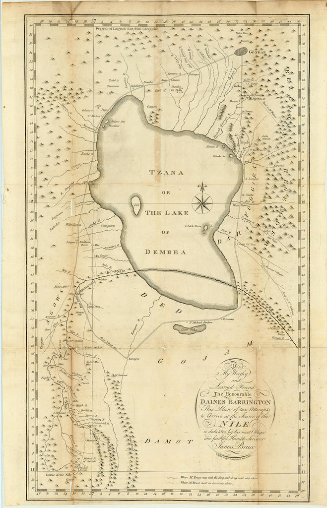 Old map of Lake Tana, Ethiopia