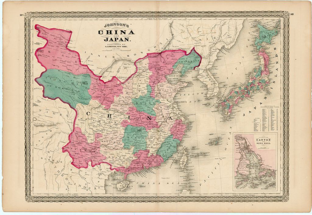 Old map of China and Japan