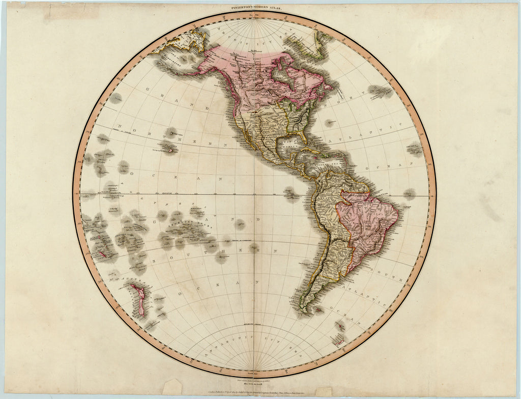 Old map of the western hemisphere