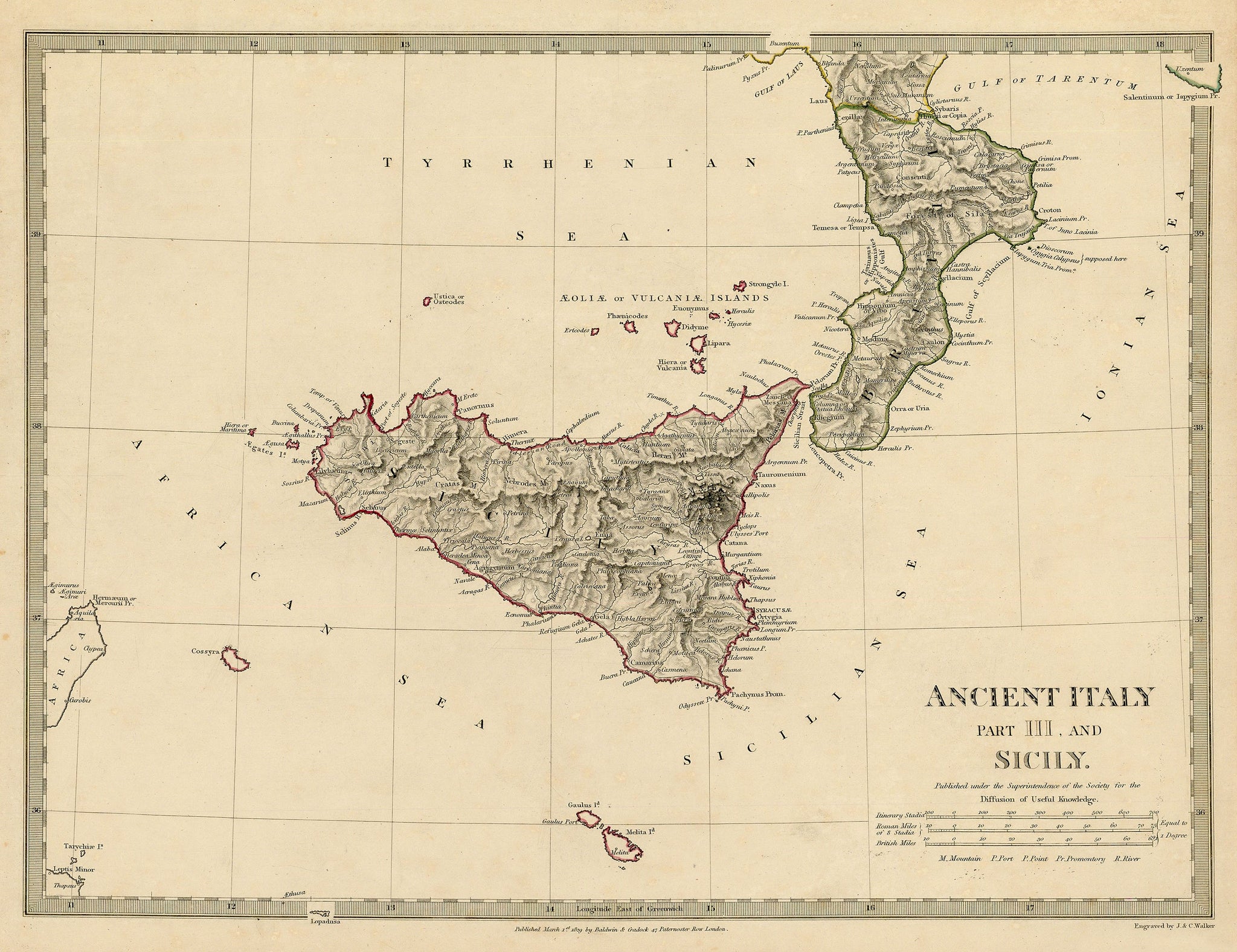 Italien (Italy) Original offers Antique Map Print 1872