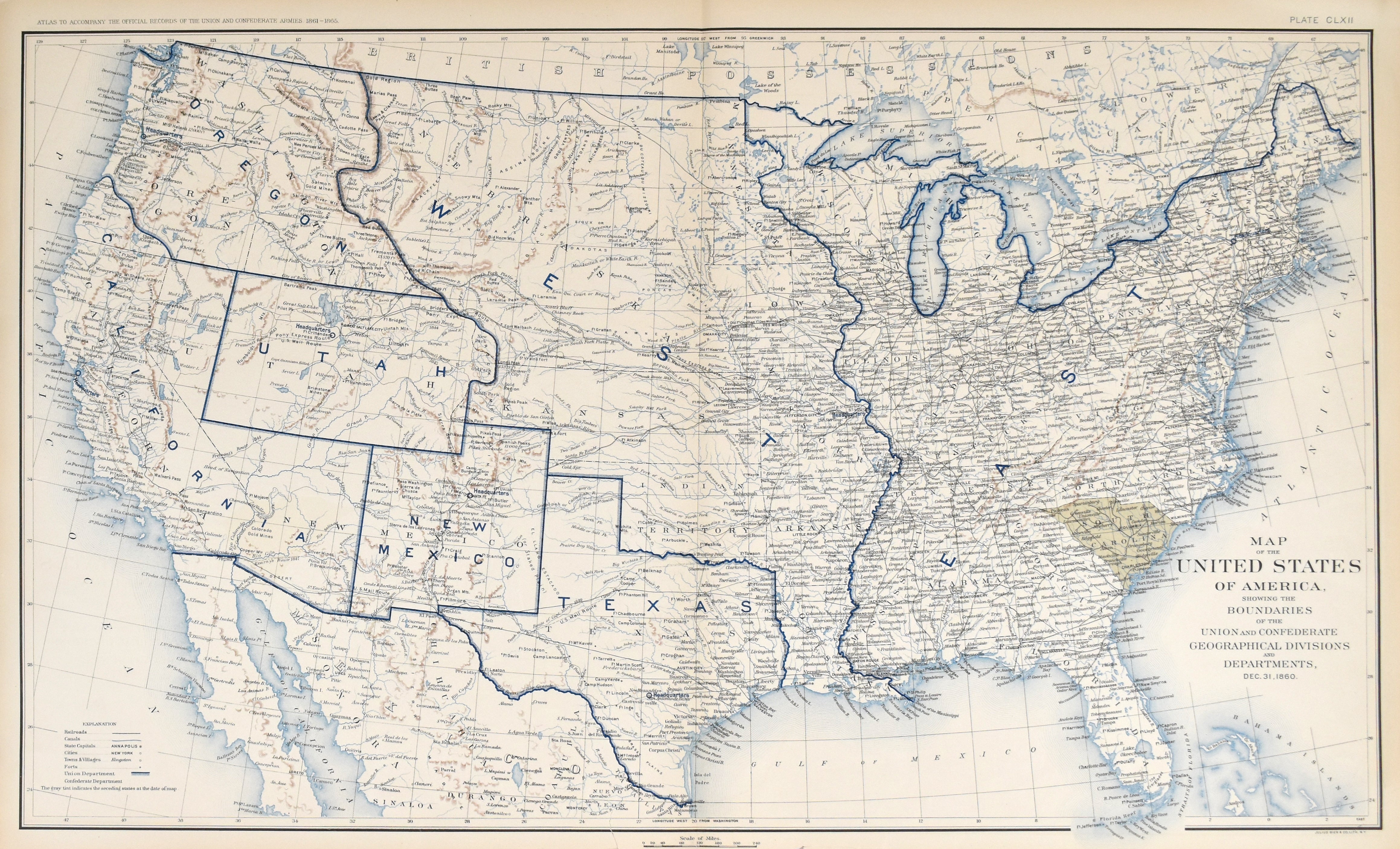 Southern Union Map Civil War Map Confederate States And Union States