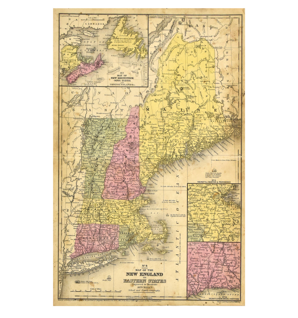 Map of the New England or Eastern States: Mitchell 1844