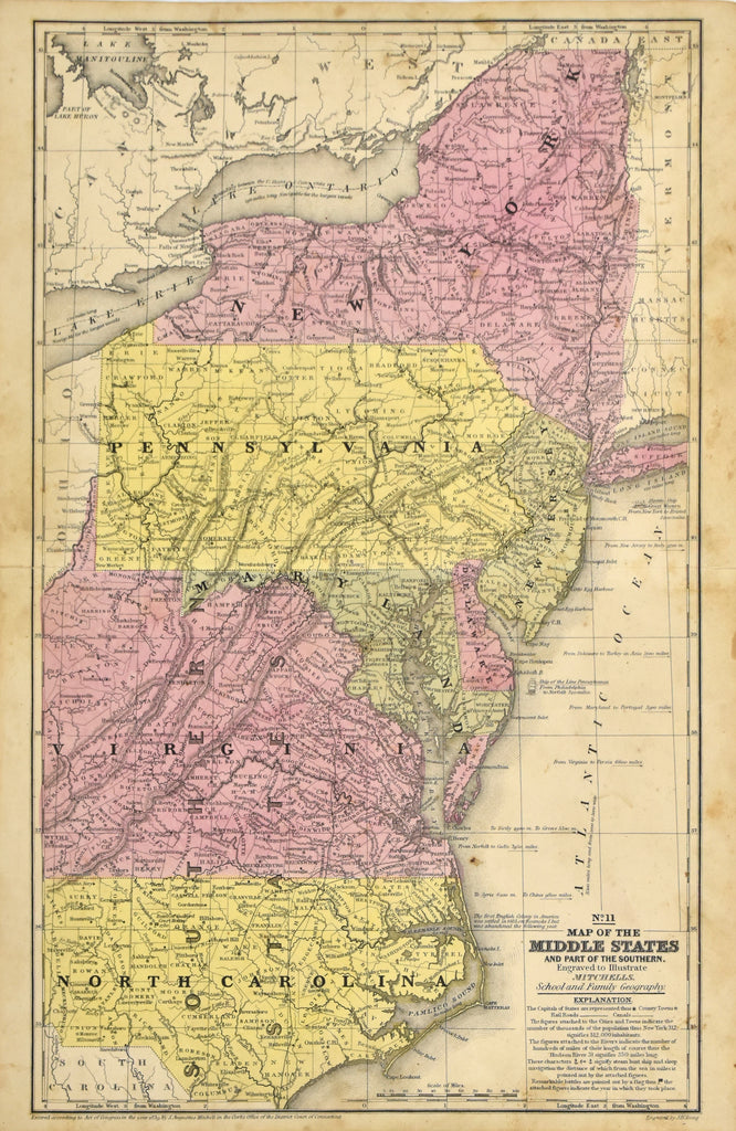 Map of the Middle States: Mitchell 1839