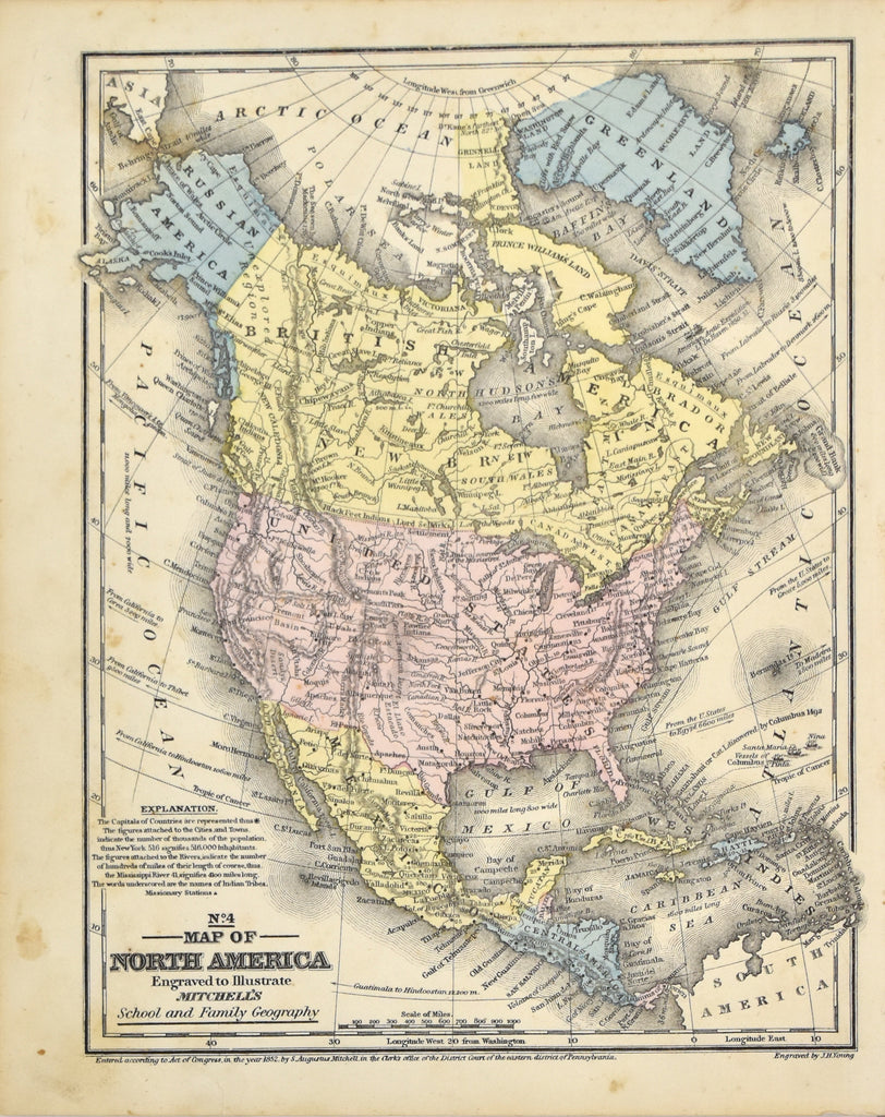Map of North America: Mitchell 1852 – The Antiquarium Antique Maps ...