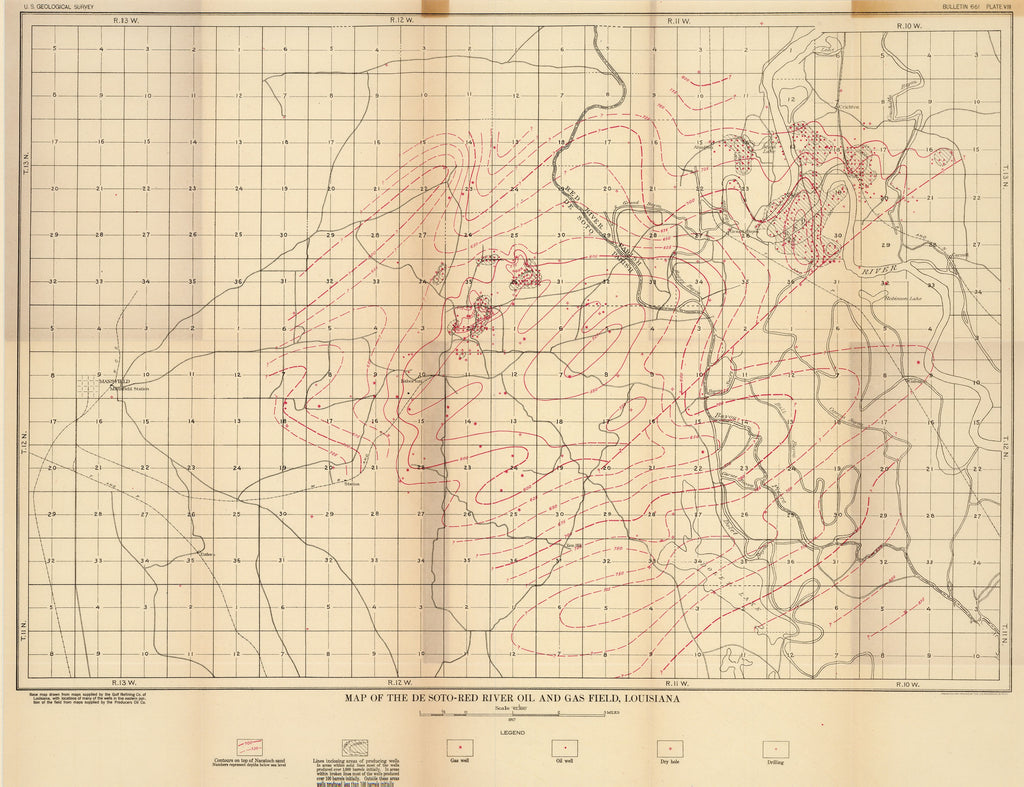 Old map of Louisiana oil and gas fields