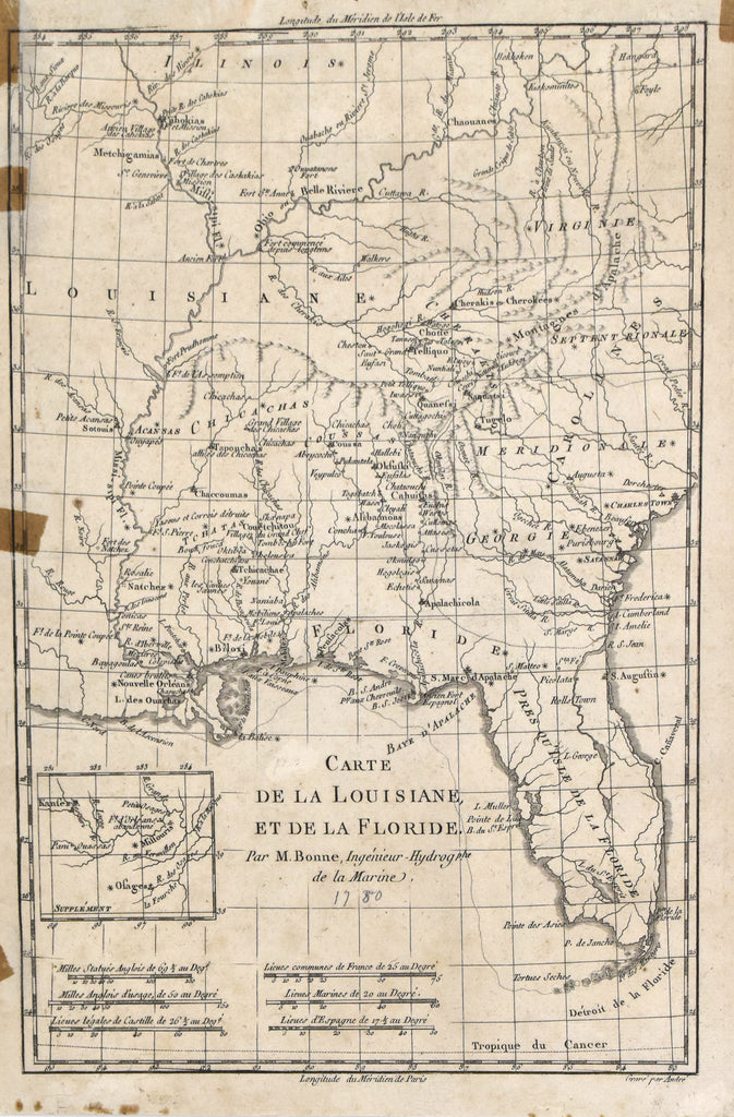 Old map of Louisiana and Florida