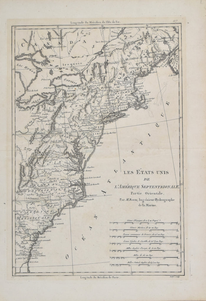 Old map of the thirteen colonies