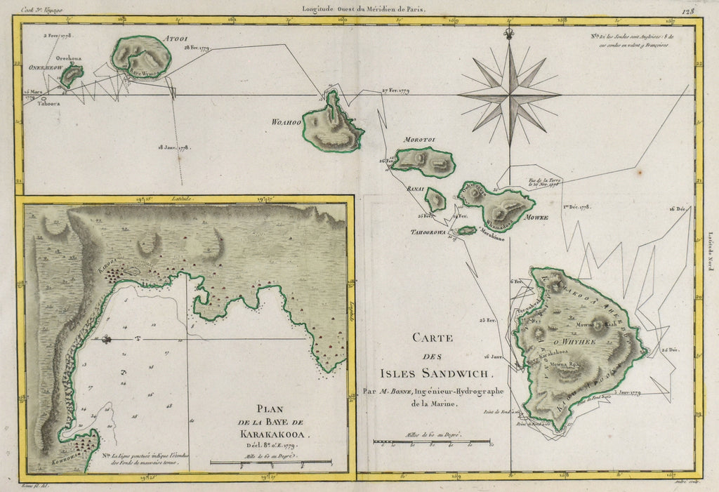Sandwich Islands (Hawaii): Rigobert Bonne c. 1787