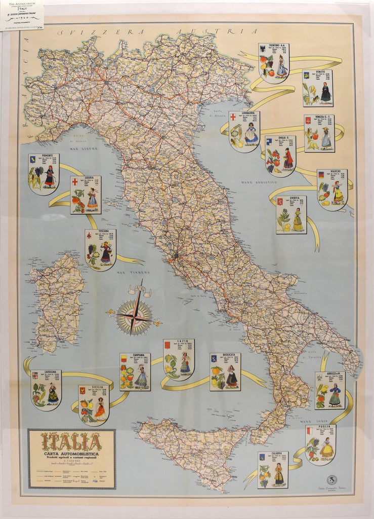 Italia Carta Automobilistica: Instituto Cartografico Italiano c. 1960
