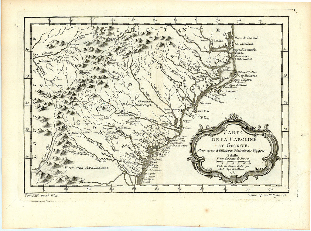 Old map of Georgia and the Carolinas