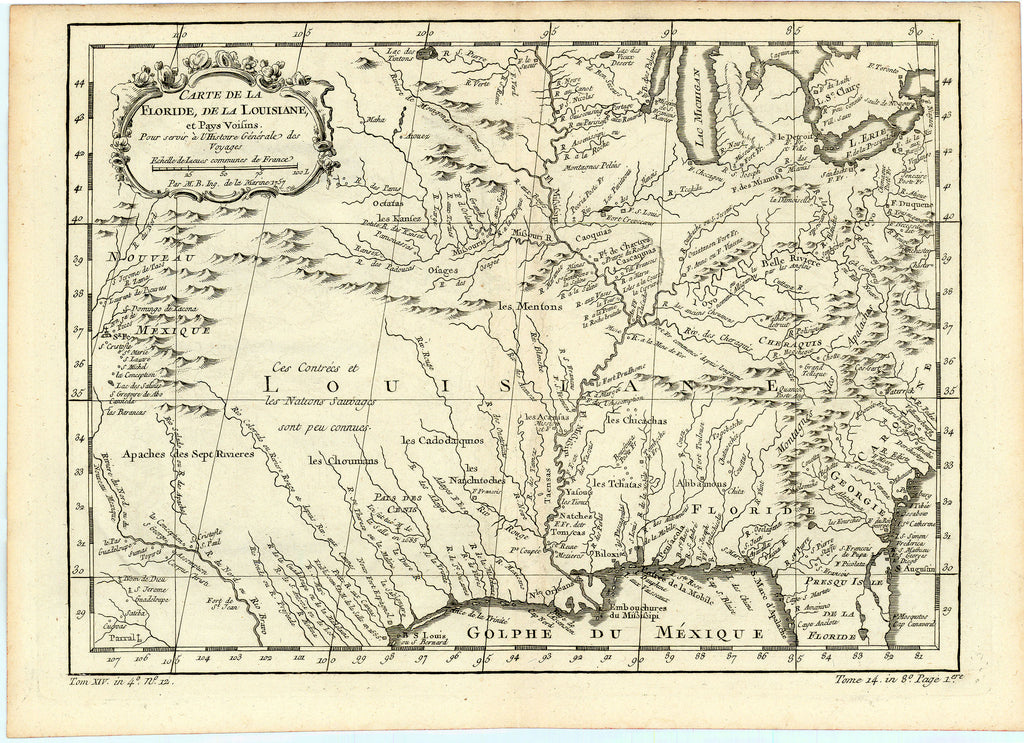 Carte de la Floride, de la Louisiane, et Pays Voisins: Bellin 1757