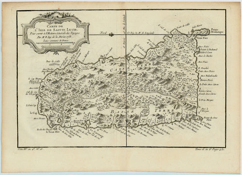 Old map of the island of St. Lucia