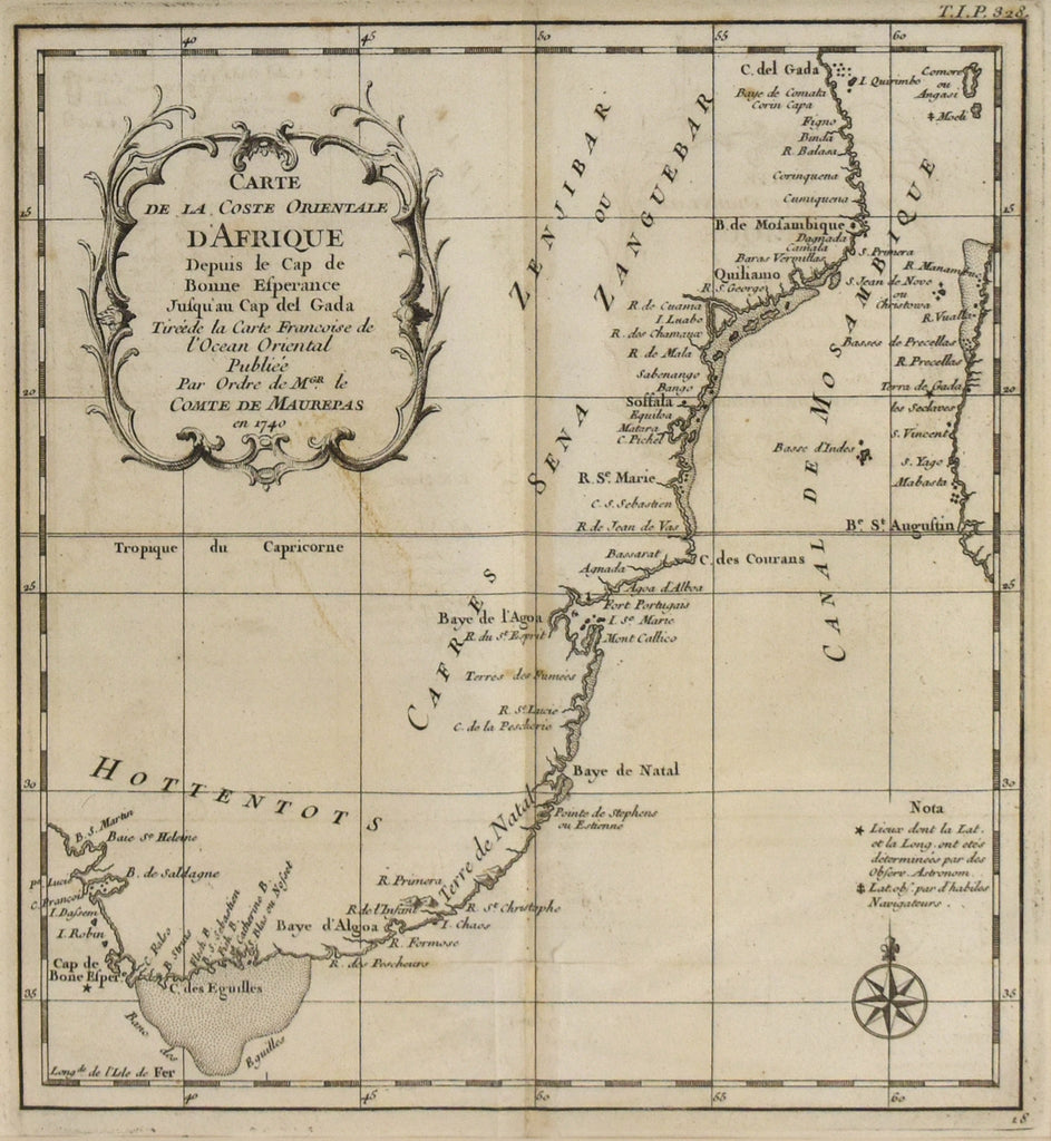 Carte de la Coste Orientale d'Afrique: Bellin 1740