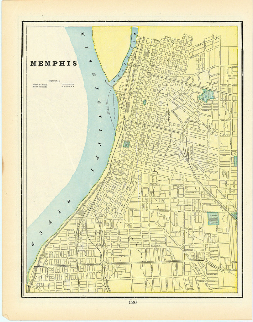 Old map of Memphis, Tennessee