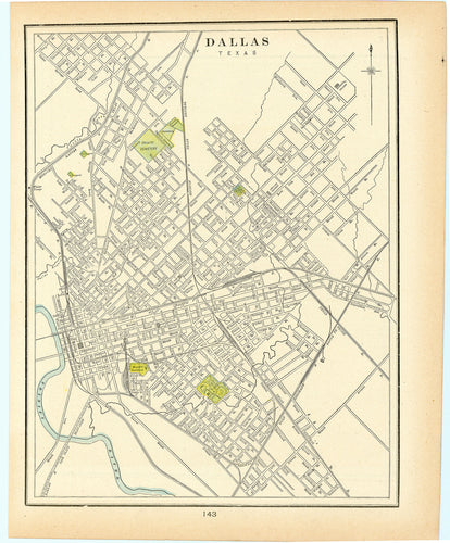 Old map of Dallas, Texas