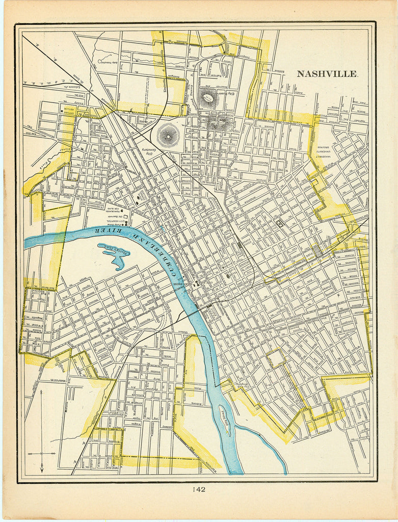 Old map of Nashville, Tennessee