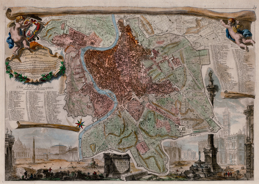 Old map of Rome, Italy