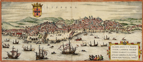 Old map of Lisbon, Portugal