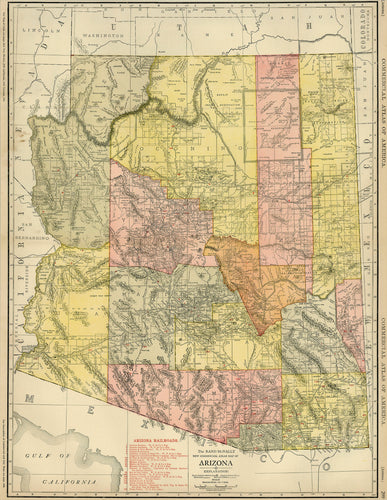 Old map of the state of Arizona
