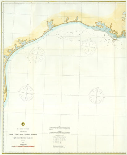 Old map of the United States Gulf Coast