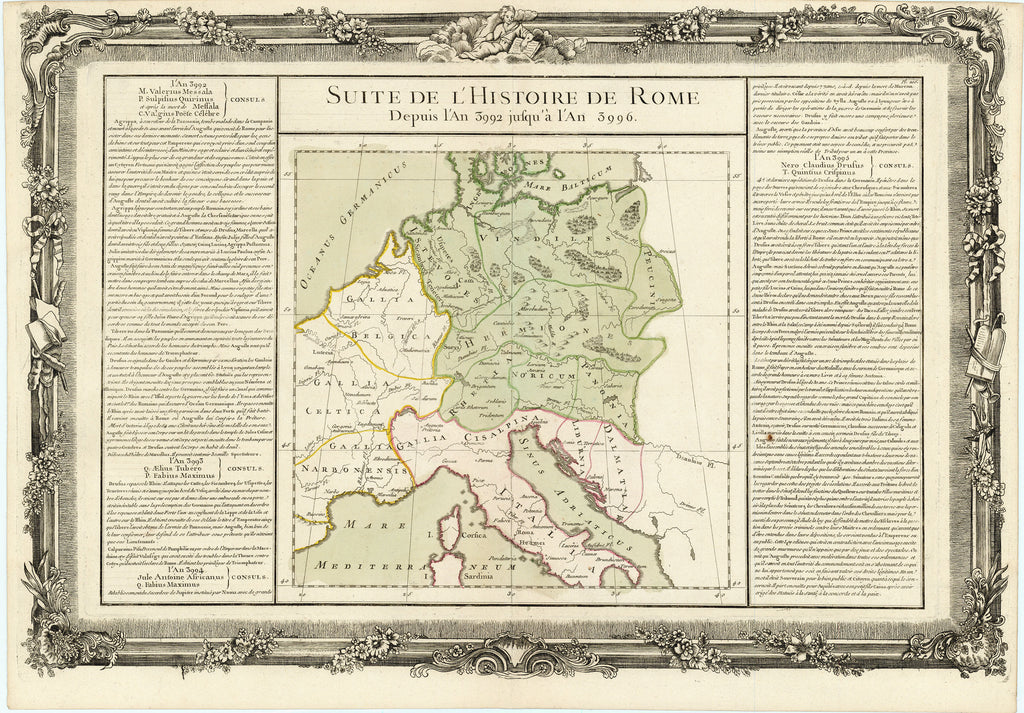Old map of Germany, France, and Italy