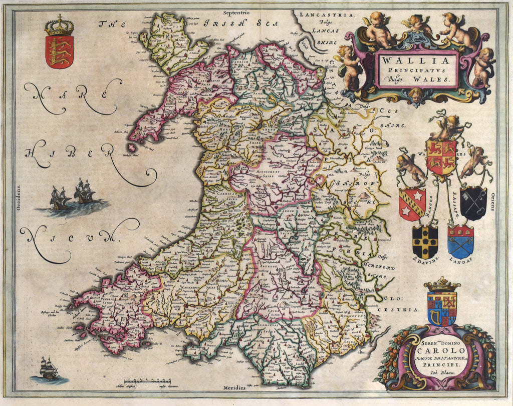 Wallia Principatus Vulgo Wales: Blaeu c.1645