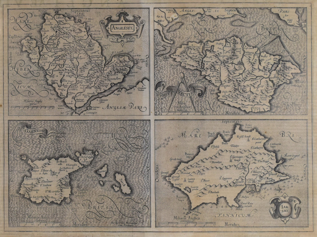 Anglesey, Wight Vectis olim, Garnesay, Iarsay: Mercator 1619