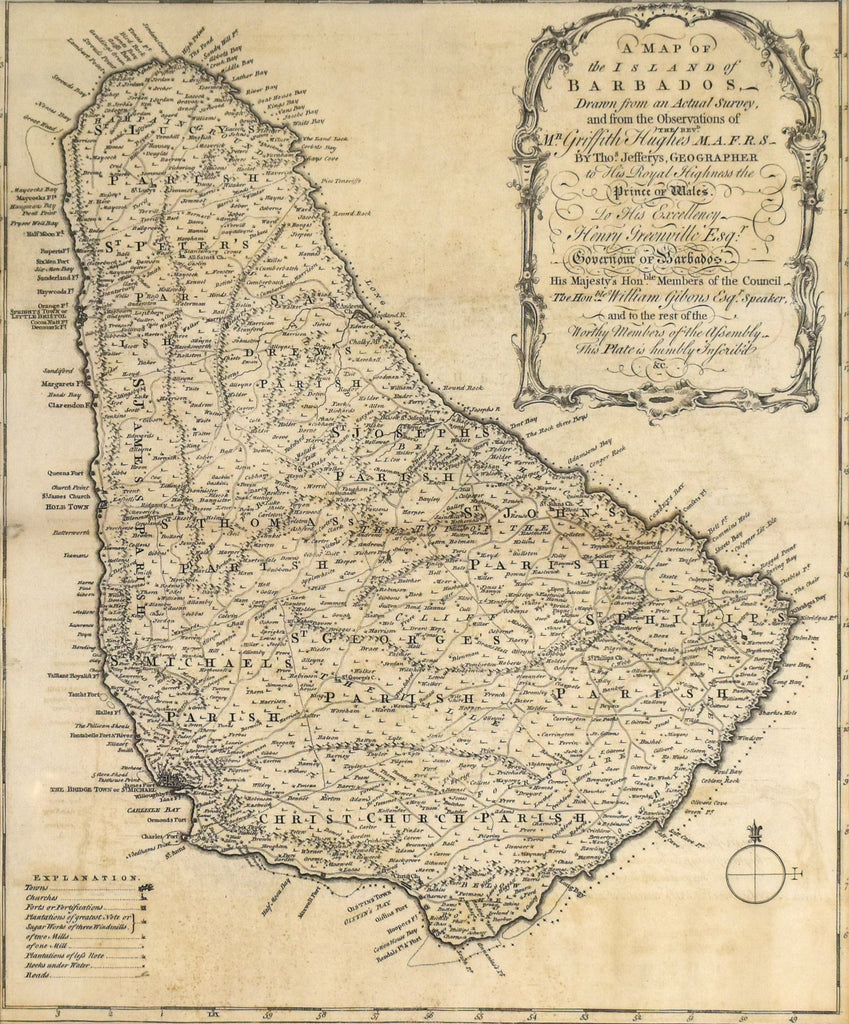 Old map of the island of Barbados