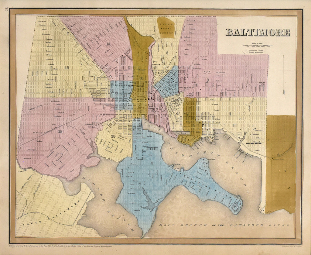 Old map of Baltimore, Maryland