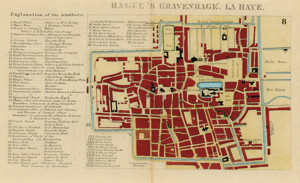 Old map of the Hague, Netherlands