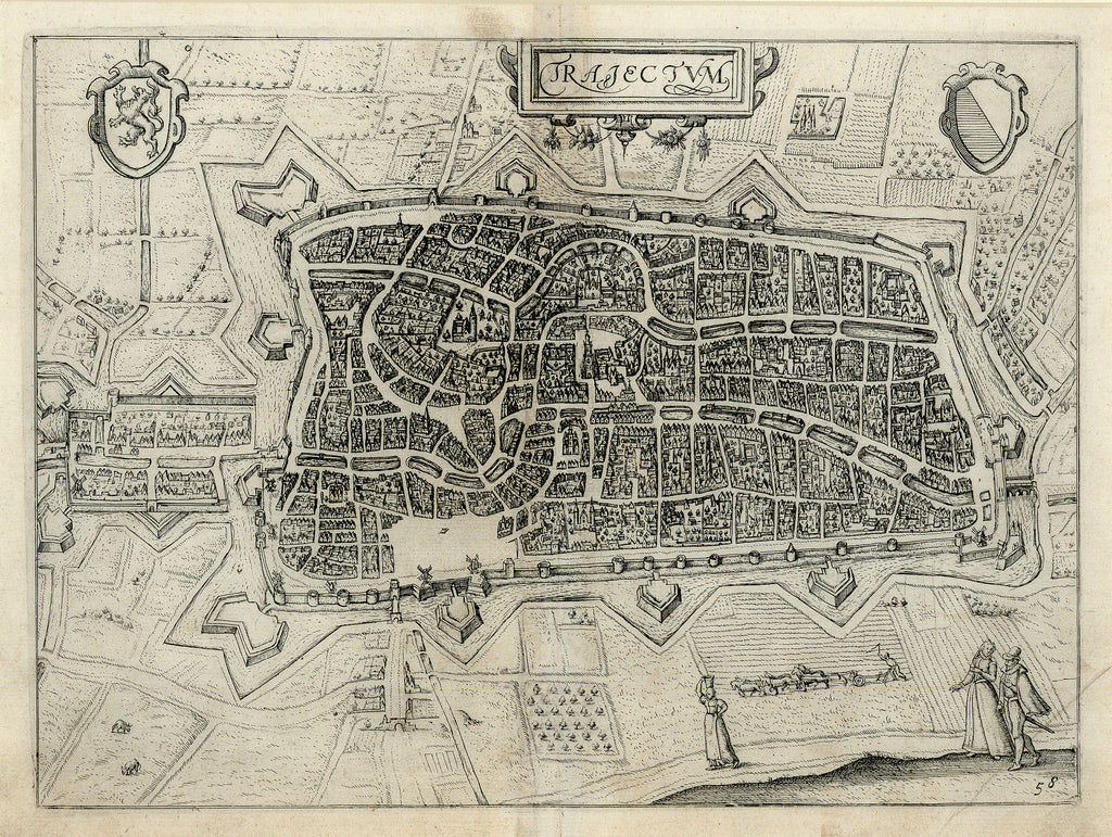 Old map of Utrecht, Netherlands