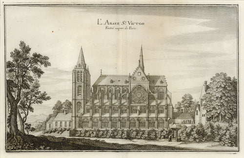 Old print of the Abbey of Saint Victor, Paris