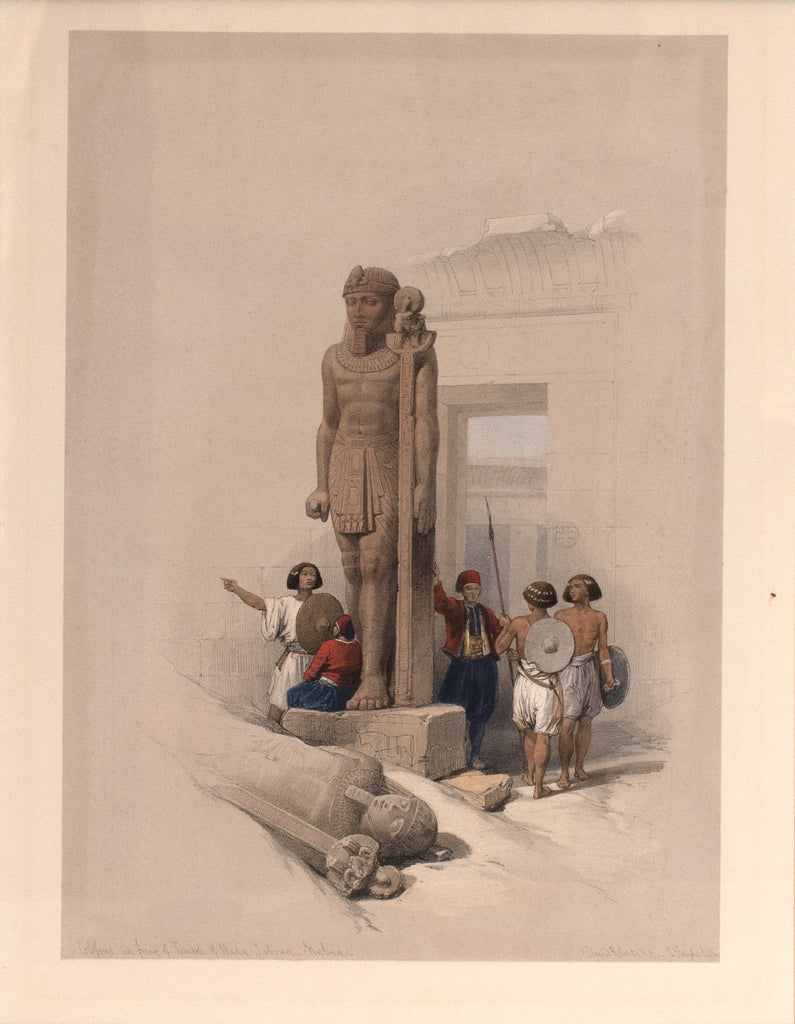 Colossus in front of Temple of Wady Sebona, Nubia: David Roberts 1846-49