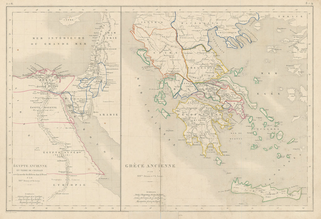 Old map of Ancient Greece and Ancient Egypt