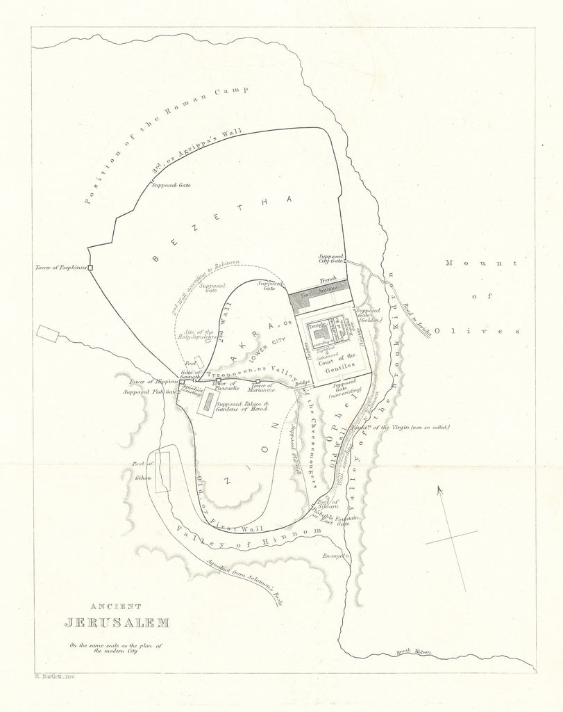 Nineteenth-century map of Ancient Jerusalem