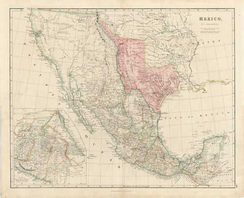 Old map of Texas and Mexico