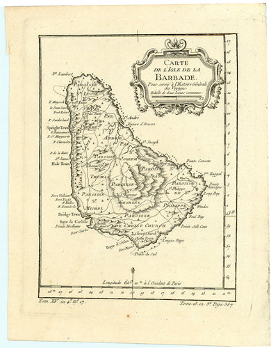 Old map of the island of Barbados