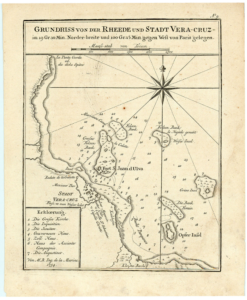 Old map of Veracruz, Mexico