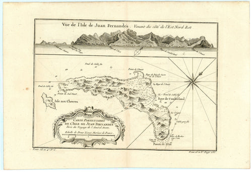 Old map of the Juan Fernandez Islands