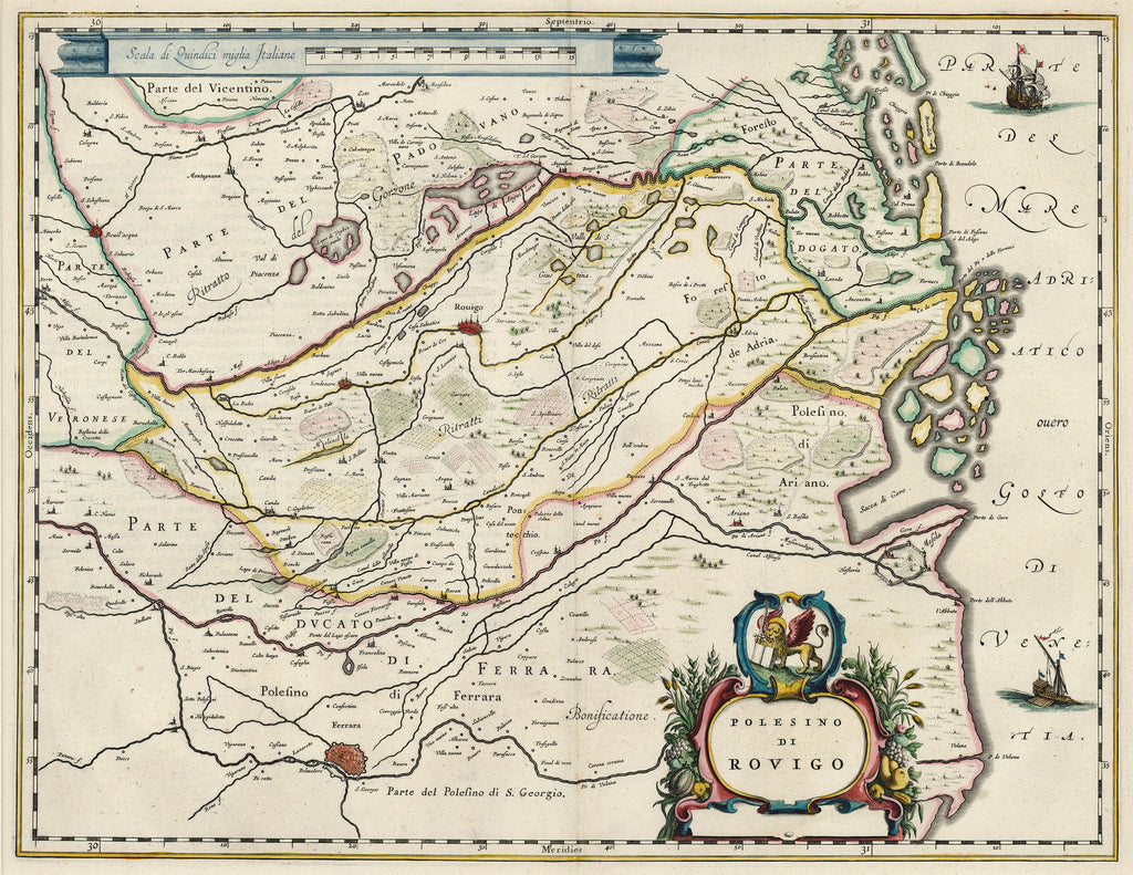 Old map of Polesine de Rovigo