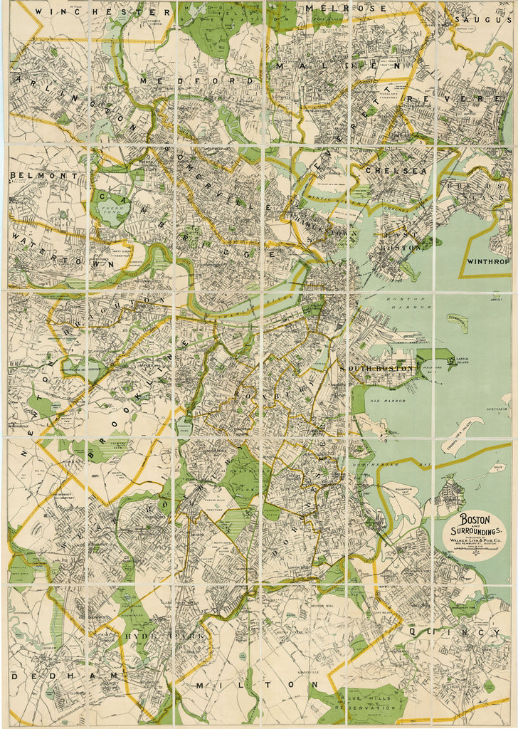 Old map of Boston, Massachusetts